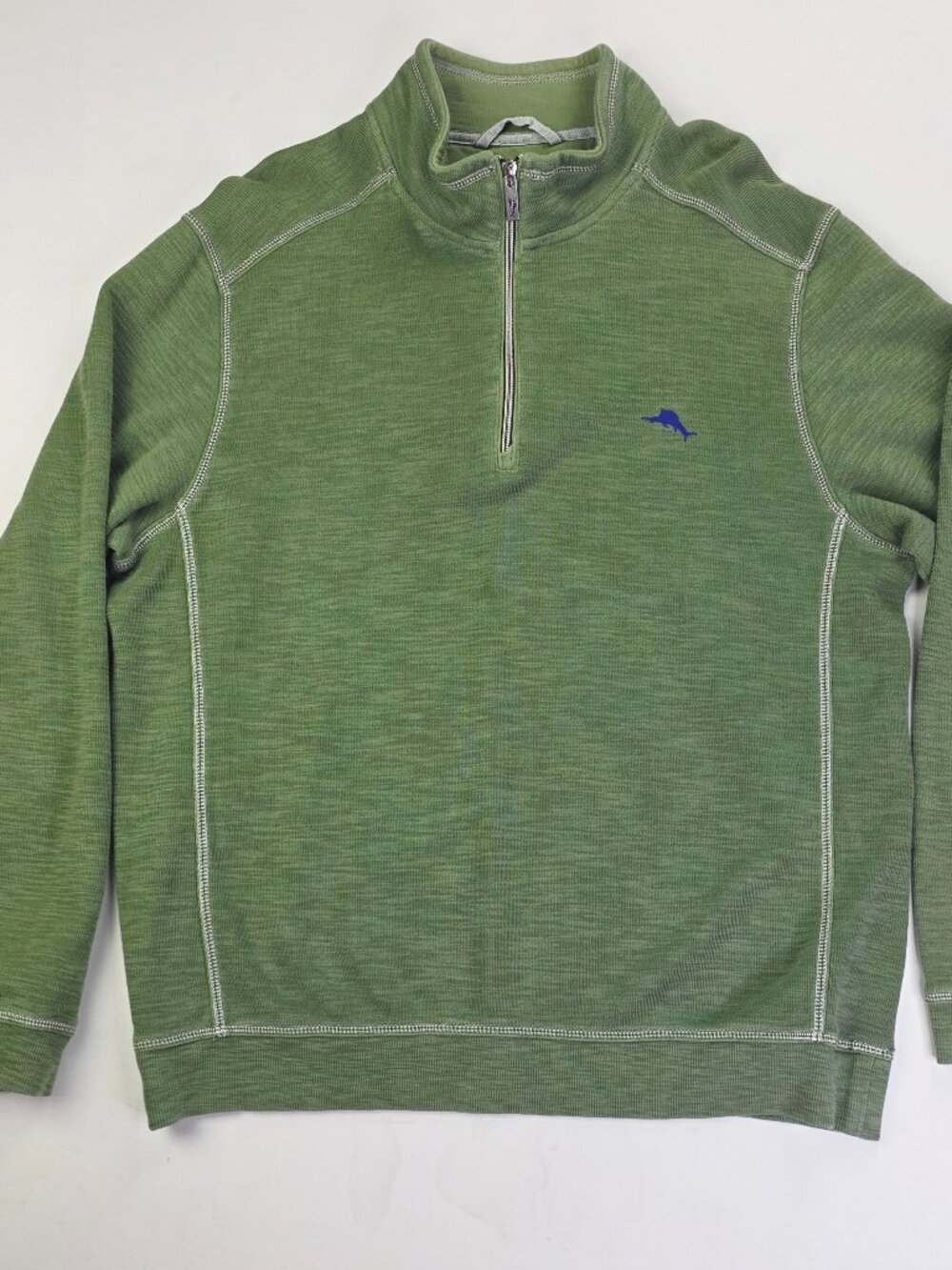 Tommy Bahama Size Medium Mens 1/4 Zip Long Sleeve Embroidered Chest Logo Sweater